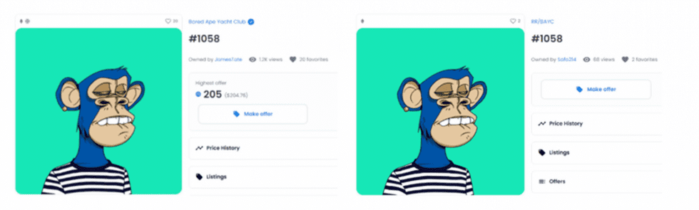 Two Bored Ape NFTs